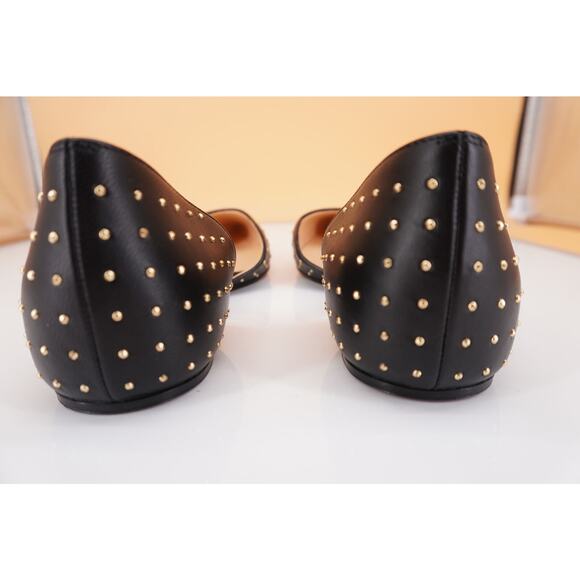 Christian Louboutin Black Leather Iriza Plume Studded d'orsay Flat SZ 38 Pointy - Picture 6 of 10